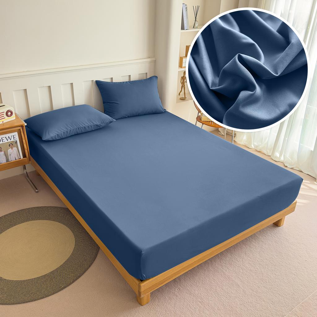 High Quality Fabric Fitted Sheet With Elastic Band Solid Color Mattress Sheet for King Queen Bed 150x200 180x200 200x220cm 1PC