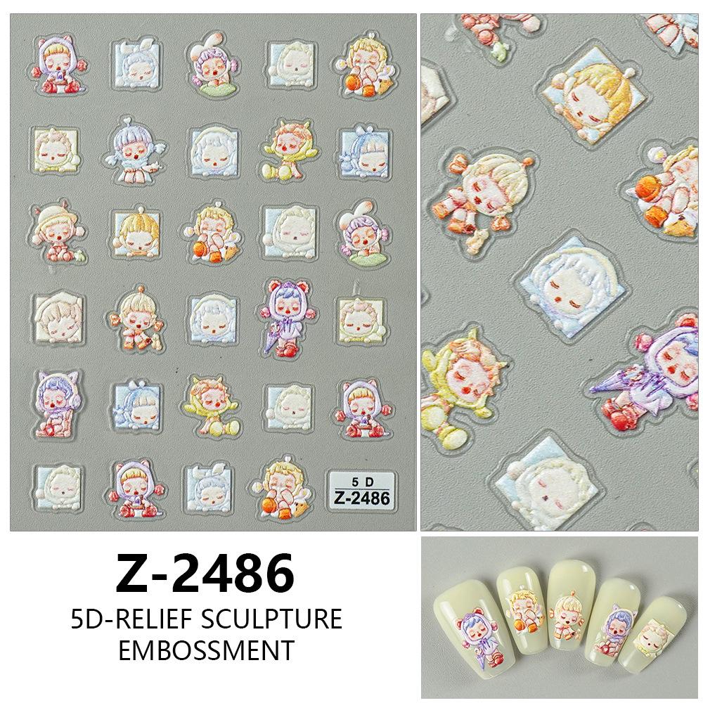Redanco 5D Embossed Puppet Doll 3D Nail Stickers Z-2487