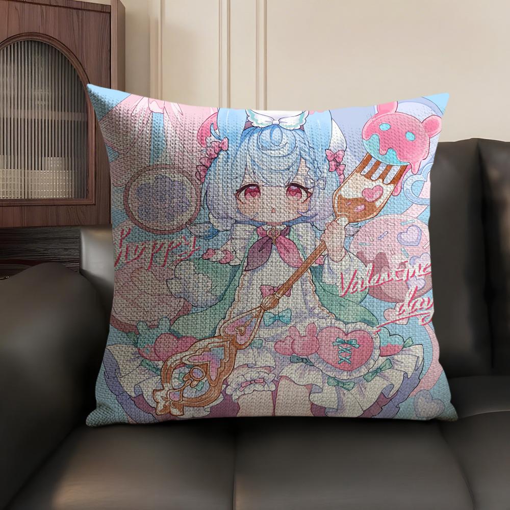 Sigewinne Genshin Impact Cushion Cover Natural Linen Organic Fabric DoubleSided Printing Sofa Home Decor Gift Pillow Case