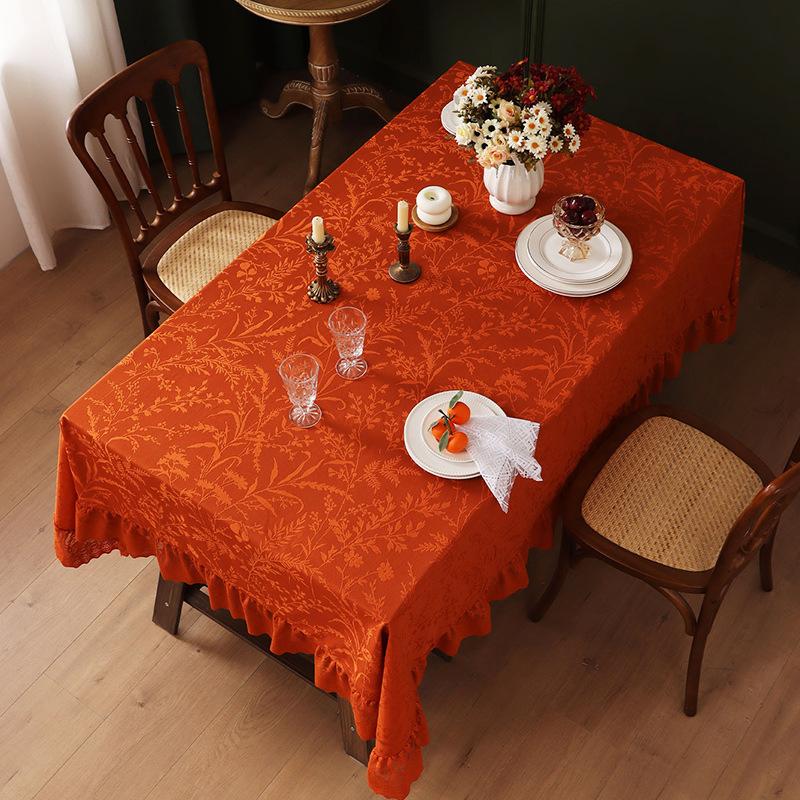 

Кружевная скатерть с цветочным узором, Белый полиэстер, Квадратная форма, Вышитый декор для стола для гостиной, спальни, Рождества, кухни и столовой 140*100CM