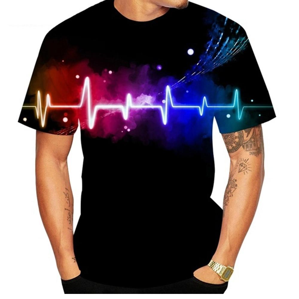 

Fun Music Score 3D Printed T-shirt Men s Fashionable Casual Short Sleeved Clothing Street Trend Personalized Round Neck Tops L