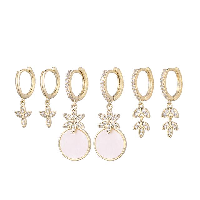 

ANENJERY 6 шт./компл. серьги-кольца с микроцирконом и цветком, кулон, набор серег для женщин, милые темпераментные украшения
