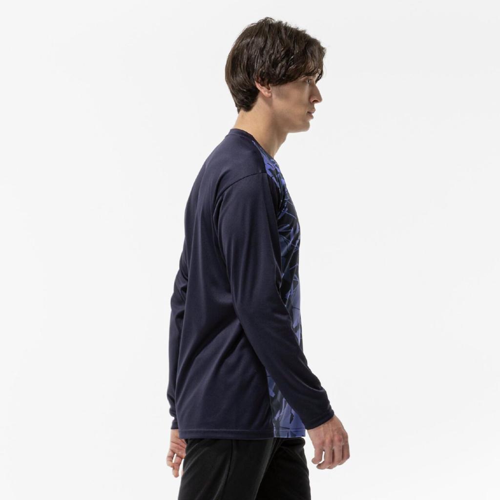 Tennis Wear Long Sleeve Practice Baritone Size 62JAC540 T-Shirt, Moisture-Wicking, Quick-Drying, Unisex, Blue, L,