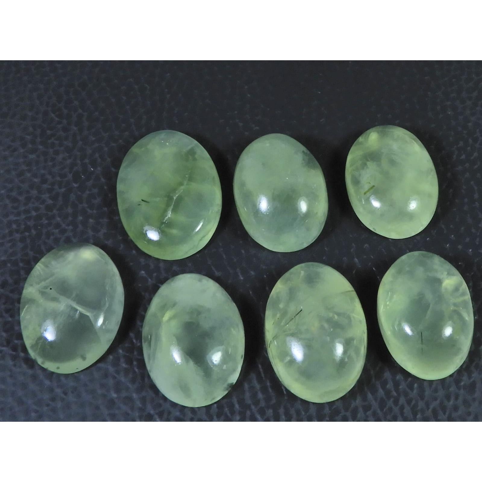 20-25 MM Natural Prehnite Ring Size Oval Cabochon Loose Gemstone 07Pcs Lot C-1736