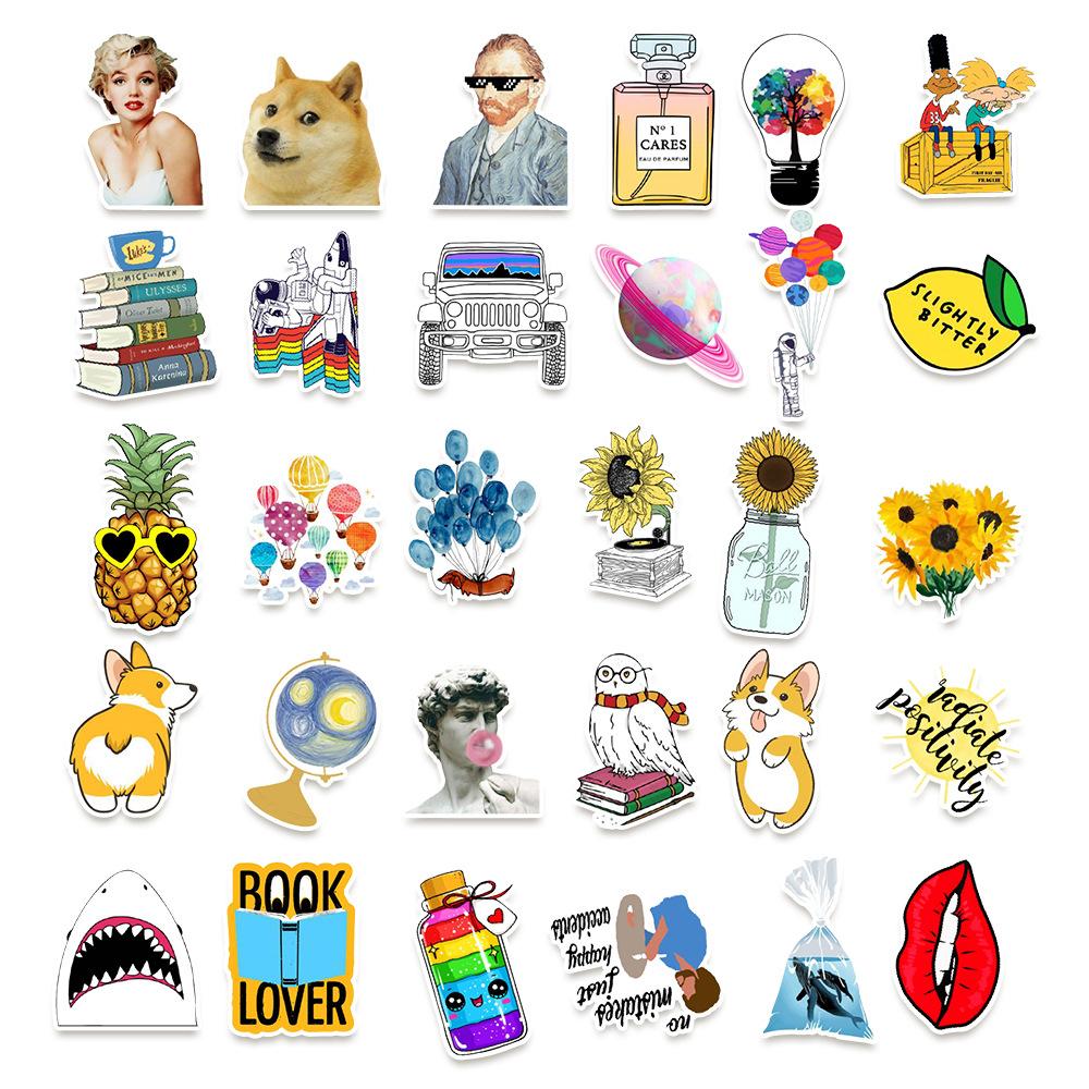 53 Chrysanthemum Fresh Summer Graffiti Stickers Pack Car Mobile Phone Water Cup Computer Suitcase Waterproof Stickers