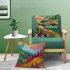 Abstrakte Illustration Kunst Ferne Bergblumen Bunte Naturlandschaft Kissenbezug Wohnzimmer Sofa Heimdekoration