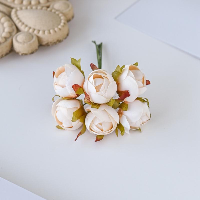 6Pcs Bouquet Multicolor Silk Roses Bouquet Vases for Home Decor Wedding Decorative Flowers Wholesale Christmas Wreath Scrapbook