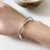 Retro S925 Irregular Open Cuff Bracelet: Niche Fashion Streamlined Bangle for Women