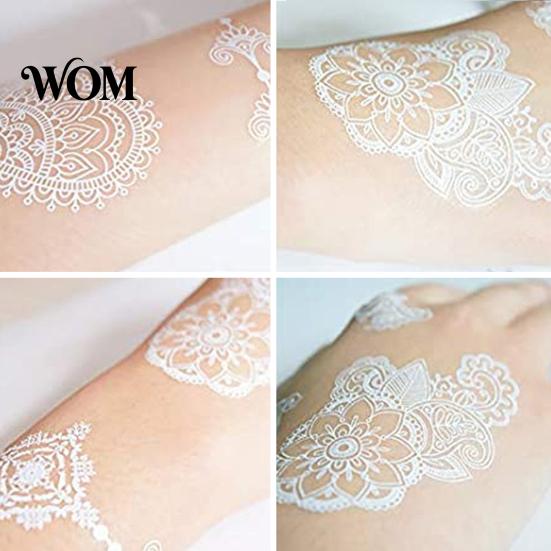Eco-friendly Tattoo Sticker White Lace for Women, Temporary Face Body Skin-friendly Arm, Waterproof Fake Decal Wedding Party Festival Safe Tattoos