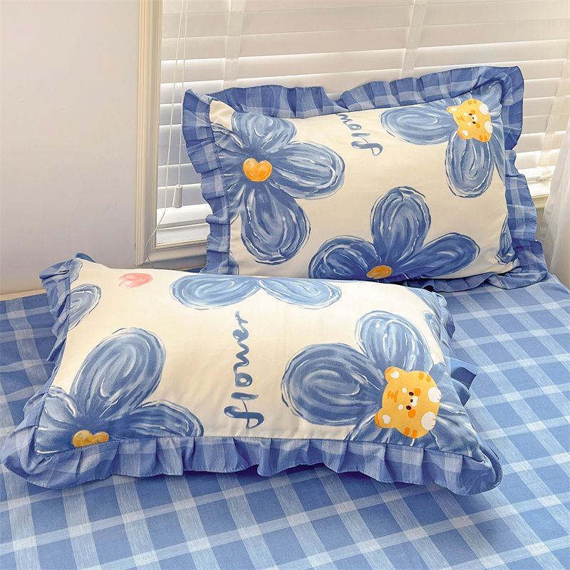 2pcs Soft and Comfortable Yarn Floral Lace Pillowcases | Plant Flower Print, Suitable for Bedroom Bedding Pillow Core Cover