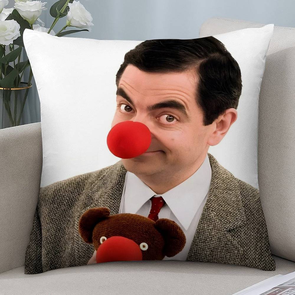 

Funny Mr Bean Pillow Case Short plush Double-sided Print Square Throw Pillow Covers Sofa Home Cushion Decor 12x12Inch