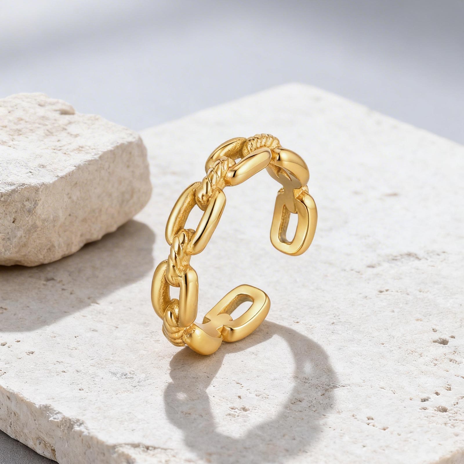 

Vnox Classic Gold Plated Mirror-finish Twisted Openwork Ring Stainless Steel Personalized Hollow Out Chain Rings Jewelry