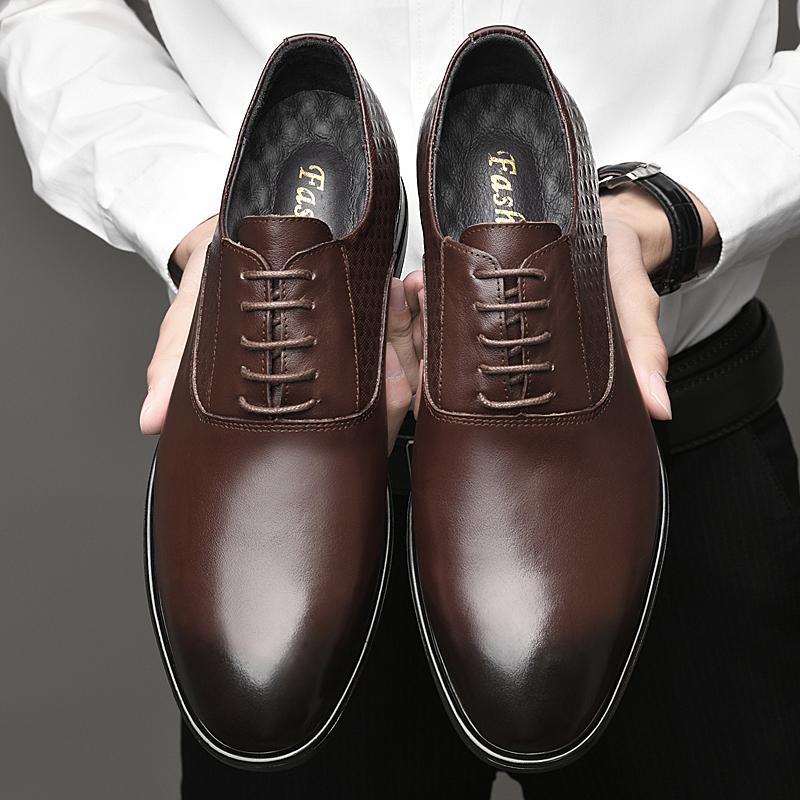 Fashion Genuine Leather Oxford Fotwear High Quality Mens Dress Shoes New Fashion Wedding Party Formal Shoes Lace Up Male Business Shoes