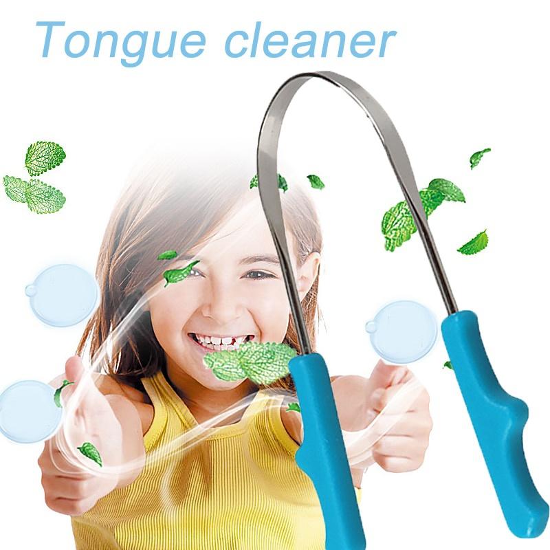 Stainless Steel Tongue Mouth Cleaner Scraper Stainless Steel For Bad Breath Cleaning Coated Tongue Oral Dental Hygiene Care Tool
