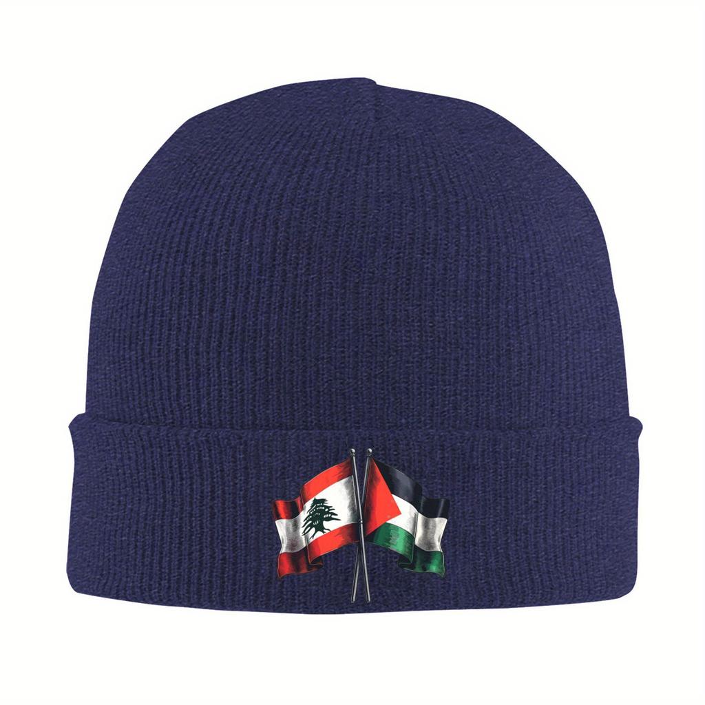 Palestined and Lebanon Flags Hats Autumn Winter Beanie Warm  Caps Female Male Acrylic Knitted Hat