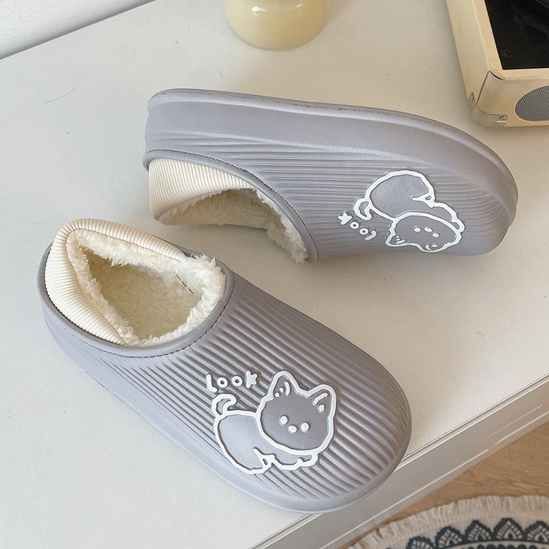 New Cotton Slippers Winter Warm Non-slip Thick Bottom Couple Commuting Fluffy Slippers Home Indoor Home