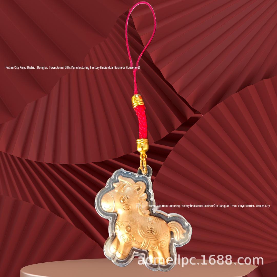 Gold Pony Keychain: Cute Zodiac Horse Pendant Ornament