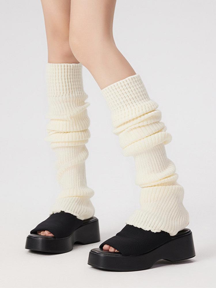 

Socks Ballet Yogurt Leg Cover Long Leg Socks Japanese Women Knitted Cotton Winter Warm Leg Warmers Over Knee Tube JK Pile Socks One Size