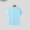 INCERUN Summer Men Short Sleeve Zip-up Casual Fitted T-shirts