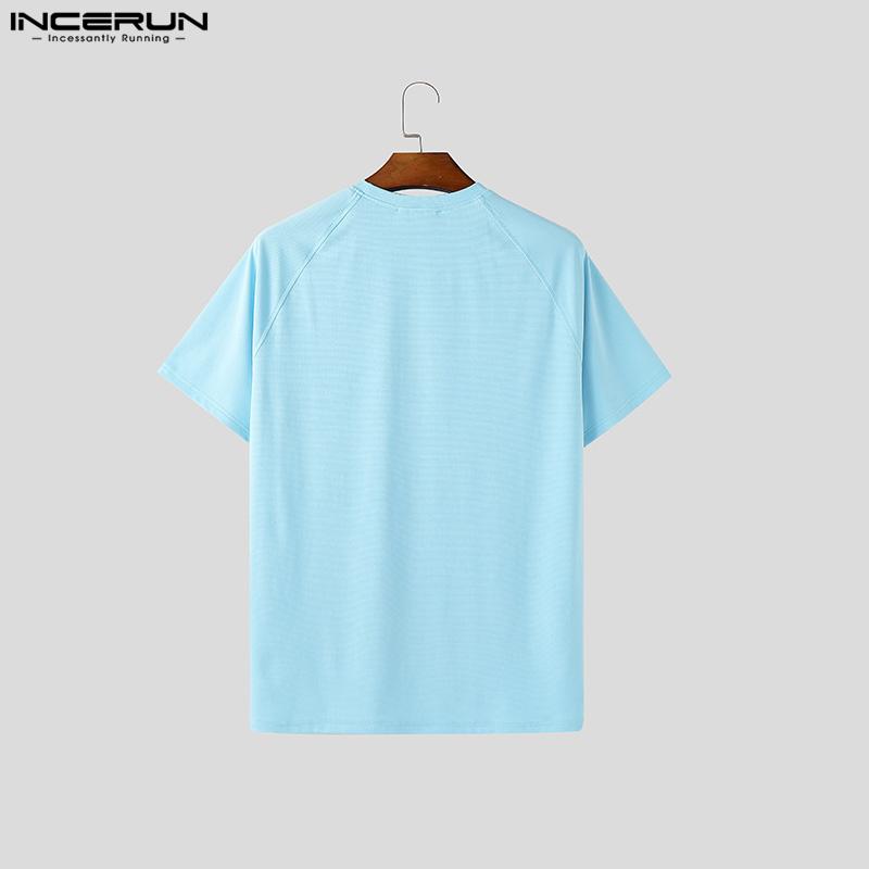 INCERUN Summer Men Short Sleeve Zip-up Casual Fitted T-shirts
