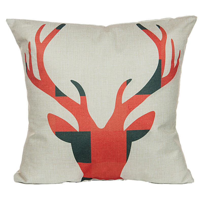 Elk Christmas Deer Cartoon Cartoon Cotton Linen Pillow Car Home Sofa Cushion Creative