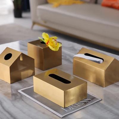 Taschentuchbox aus vergoldetem Metall, Heimdekoration, goldener Servietten-Organizer, Toilettenpapierhalter, dekorative Taschentuchboxen, Desktop-Aufbewahrung zu Hause