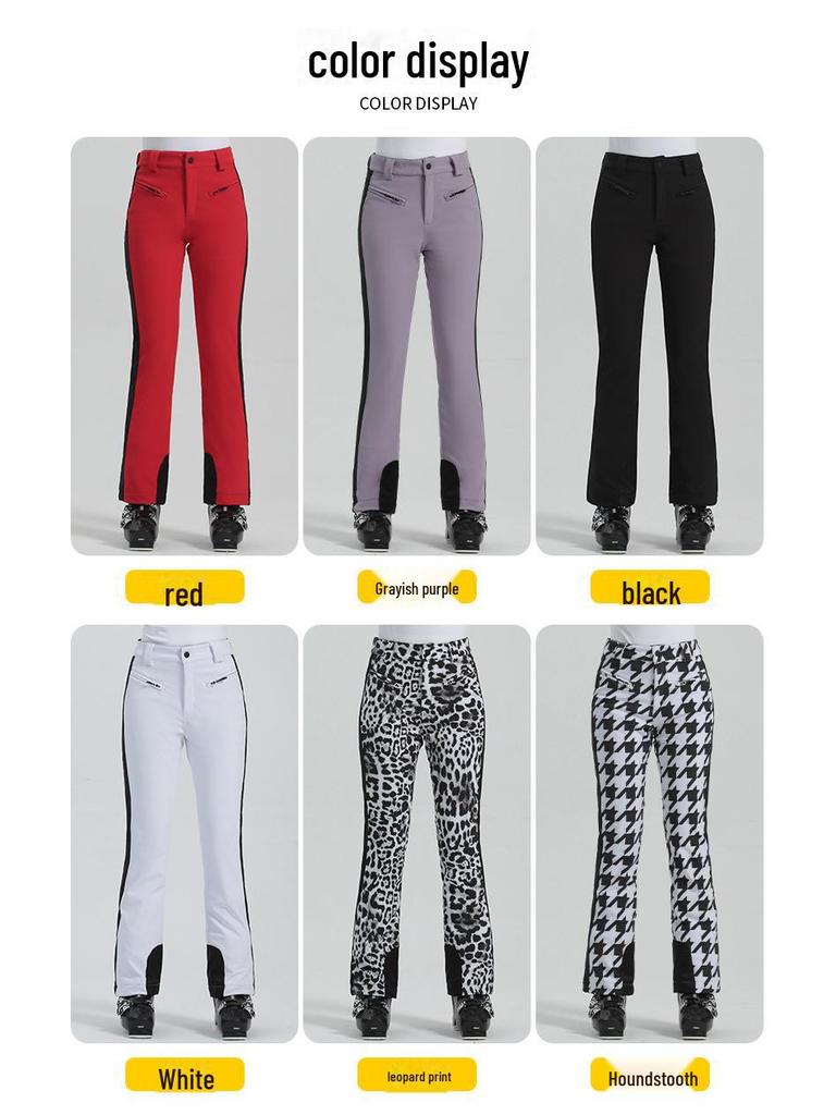 Dámské kostkované lyžařské kalhoty nového stylu: Větruodolné, Voděodolné, Elastické, Odolné proti oděru a Hřejivé Dvouvrstvé Venkovní Vybavení.