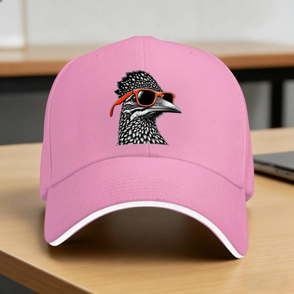 Summer Cool Roadrunner Bird Wearing Sunglasses Graphic Art Baseball Cap Outdoor Sports Street Style Custom Logo Sun Trucker Hat