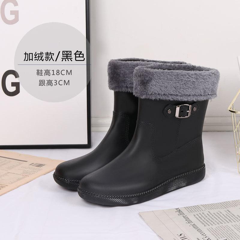 Water Shoes Medium Tube Rain Shoes Middle-aged Women Plus Lint Fashion Girls Water Glue Shoes Water Boots Rain Boots Women