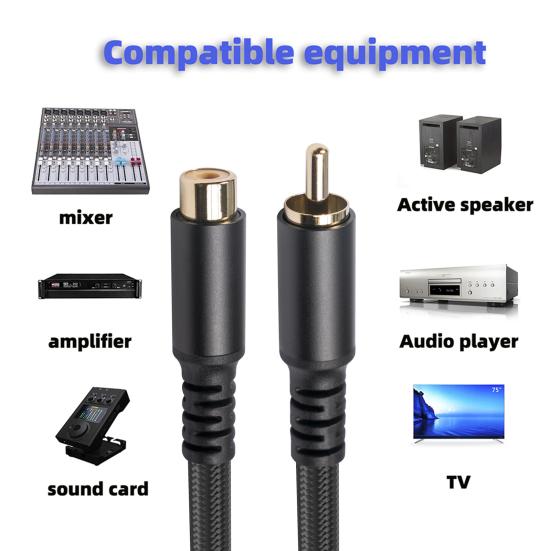 AV Extension Cable Stable Lossless Transmission High Fidelity Plug Play RCA Male to