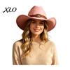 Autumn Winter Warm Fedora Unisex Western Cowboy Hat, Wool Felt Hat with Faux Leather Elegant for Daily Use Band, Retro Wide Brim Cowgirl Men