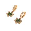 1 Pair Fashion Zirconia Flowers Dangle Earrings for Women Golden Earring Jewelry Wedding Party Accessories