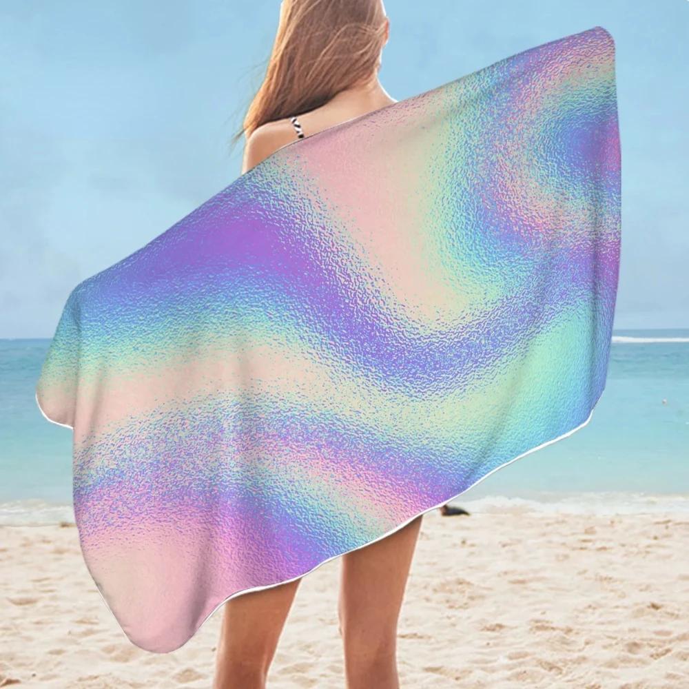 

BeddingOutlet Marble Luxury Bath Towel Rainbow Microfiber Beach Towel Rock Stone Trendy Picnic Mat Colorful Thin Blanket W40*H60(CM)