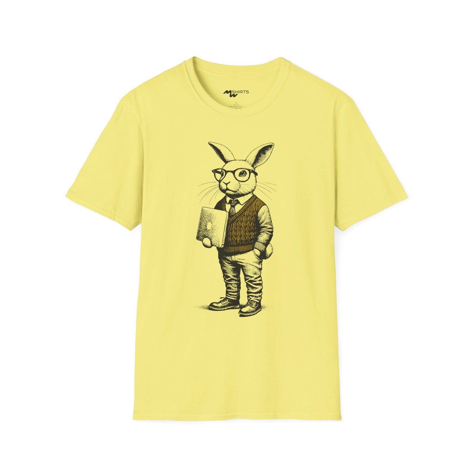 Web Dev Rabbit Print T-Shirt: Vintage Computer Geek Tee 3XL