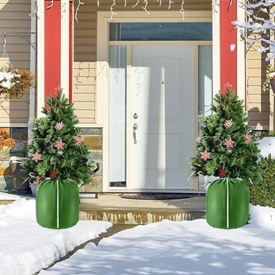 Winter Tree Insulation Wrap Flower Pot Cover, Planter with Drawstring, Oxford Cold Resistant Plant Cover Fabric Frost Protection for Outdoor