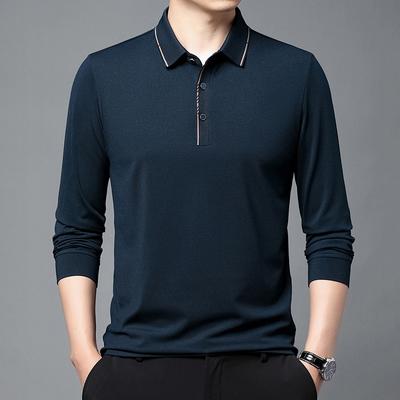 Spring and Autumn New Long Sleeve T-shirt Men's Youth Casual Lapel Loose Dad Men's Shirt