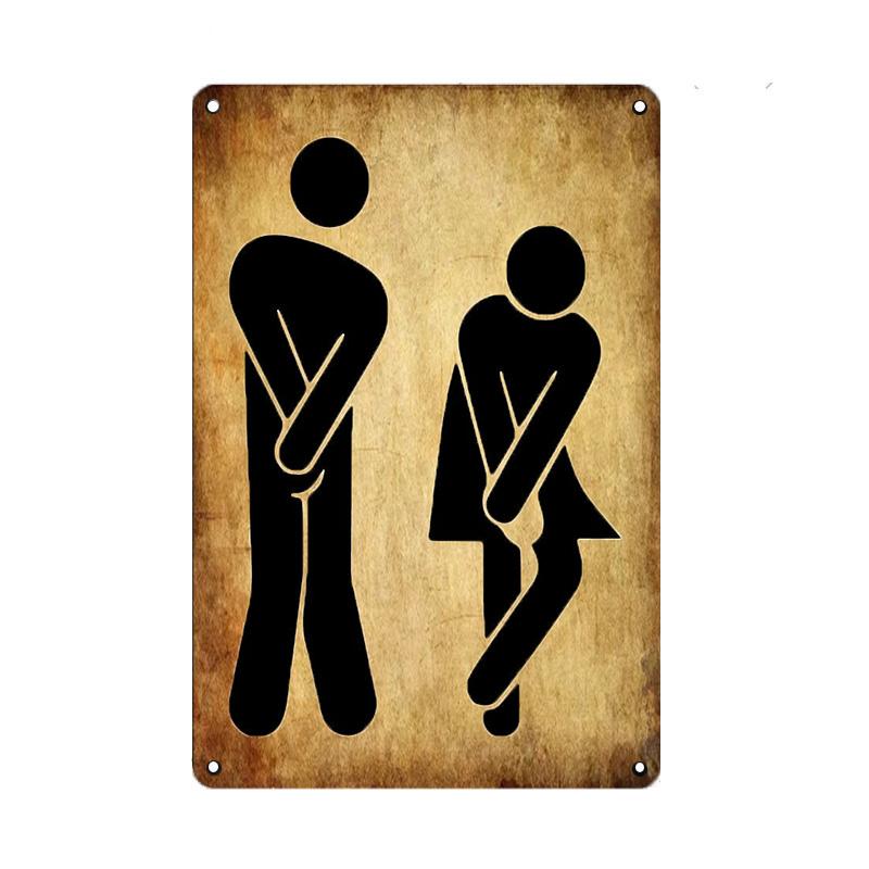 Toilet Wall Decoration Pub Vintage Metal Sign Home Funny Decor Toilet Tin Sign WC Lavatory Toilettes Wall Art Bathroom Restroom