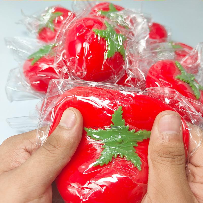Stress Relief Fidget Squishy Toy Simulation Strawberry Tomato Slow Rebound Non-Toxic Soft Toy for Party Bag Fillers