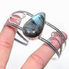 Natural Labradorite Gemstone 925 Sterling Silver Cuff Bangle Adjustable h1M11