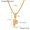 Minimalist Letter Inlaid Diamond Copper Pendant Necklace with Long Box Chain in Gold-Plated Titanium Steel