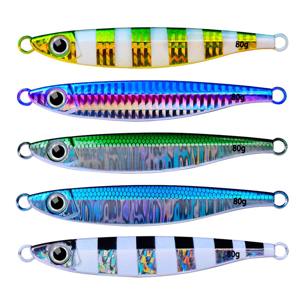 5Pcs Hard Metal Jigging Spoon Lures Freshwater Saltwater Fishing Glow Lures with 3D Eye Sea Fishing Lures Swimbait