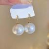 18k Gold Plated French Pearl Geometric Earrings for Women - Elegant and Fashionable Ear Accessories