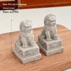 Town House Cement Stone Lion Pair - Mini Mythical Door-Guard Ornaments for New Year