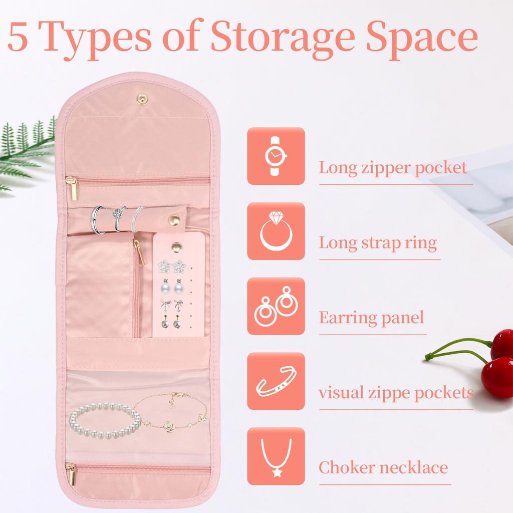 Foldable Travel Jewelry Bag For Necklace Earrings Rings Jewelry Case Organizer Bracelet Mini Storage Accessory