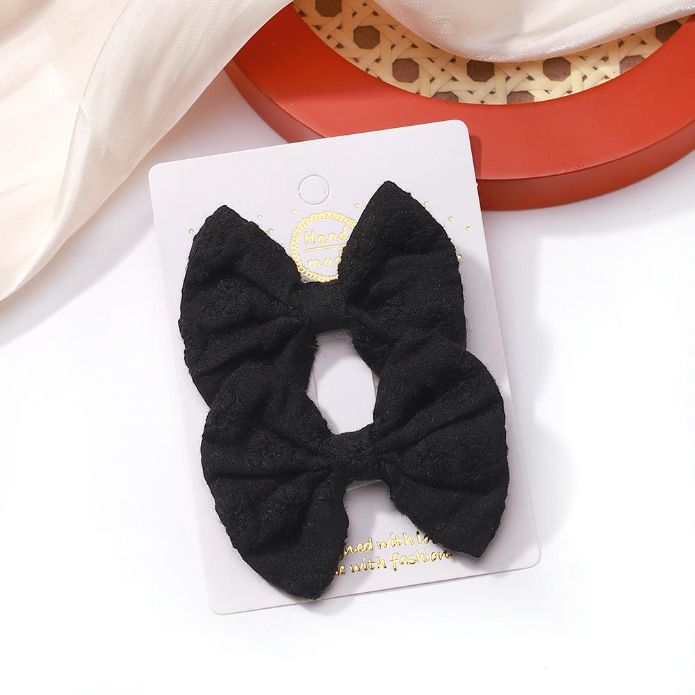 2pcs/set Embroidery Bows Hair Clips Solid Hairpins Girls Handmade Cotton Barrettes Kids Butterfly Hair Pin Baby Hair Accessories