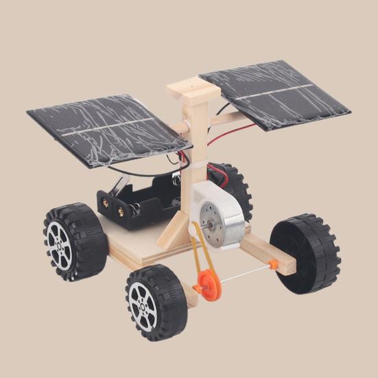 Solar Power Car Fine Workmanship Easy Self-assembly Eco-friendly Science Electric Car Model for Kids