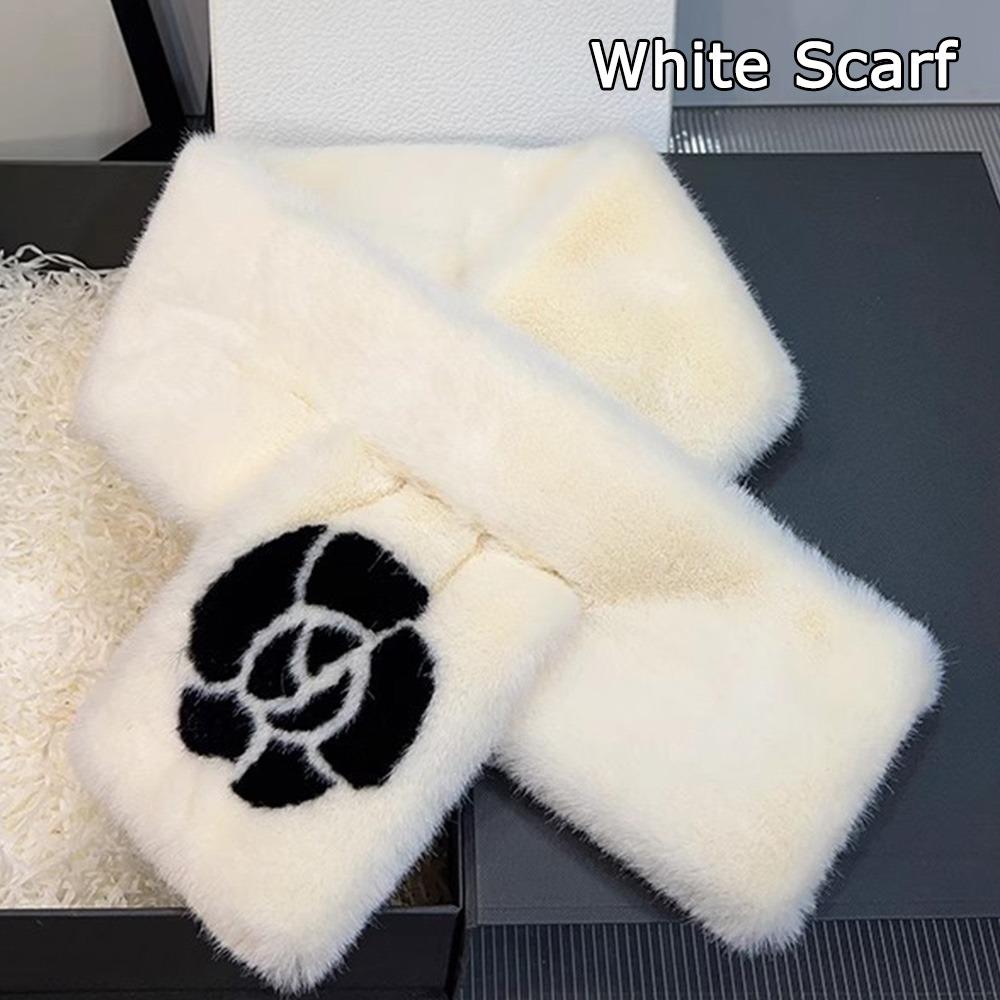 Camellia Warm Earmuffs Collar Shawl Neck Warmer Plush Fur Scarf New Ear Cover  Women