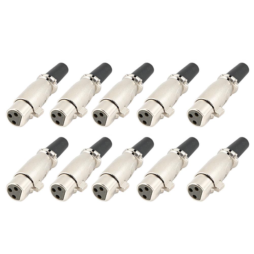 10pcs Japanese-Style Audio Microphone Female Head XLR Adapter Connector with Screw