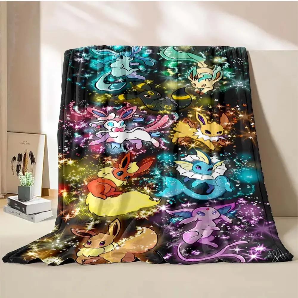 Japanese Style Blanket Pokemon Flannel Throw Home Sofa Lunch Break Blankets Cartoon Eevee Anime Figures Kids Children Student