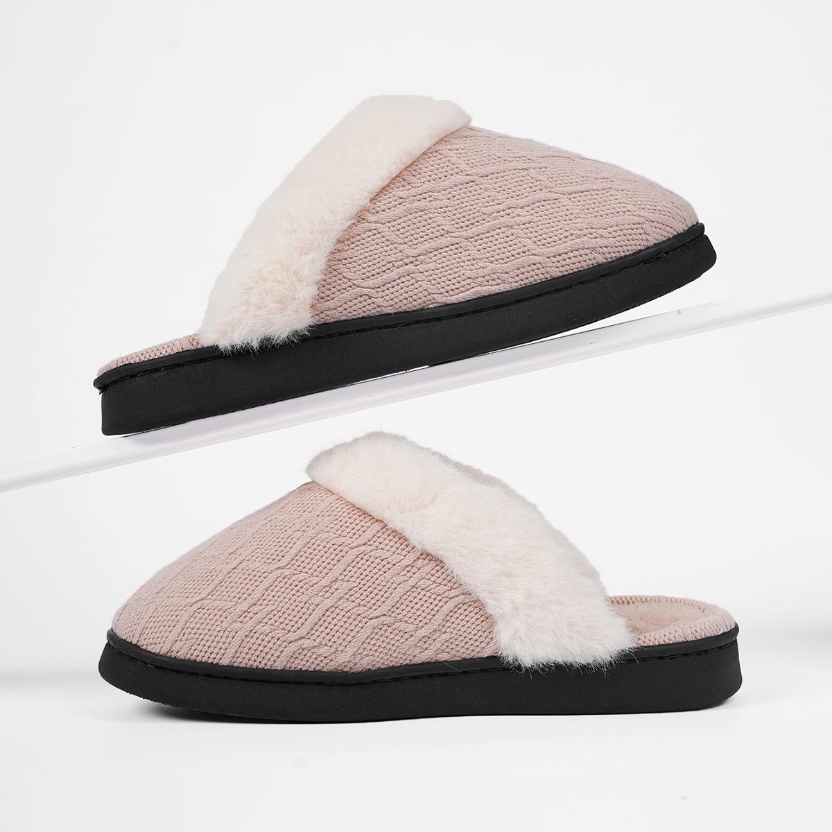 Fashion 2024 Winter plush slippers home non-slip warm cotton slippers plush thick-soled — фото 4